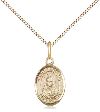 14kt Gold Filled Saint Rebecca Pendant on a 18 inch Gold Filled Light Curb chain