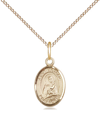 14kt Gold Filled Saint Victoria Pendant on a 18 inch Gold Filled Light Curb chain