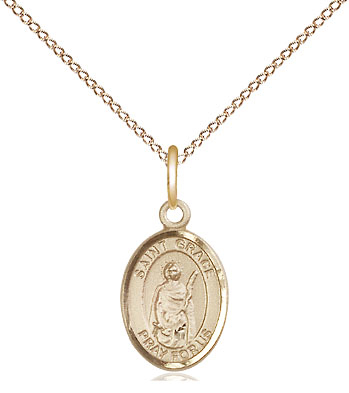 14kt Gold Filled Saint Grace Pendant on a 18 inch Gold Filled Light Curb chain