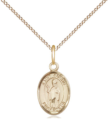 14kt Gold Filled Saint Austin Pendant on a 18 inch Gold Filled Light Curb chain