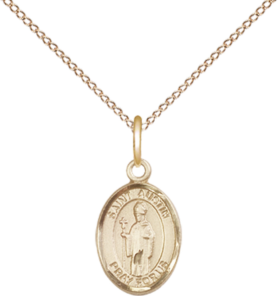 14kt Gold Filled Saint Austin Pendant on a 18 inch Gold Filled Light Curb chain