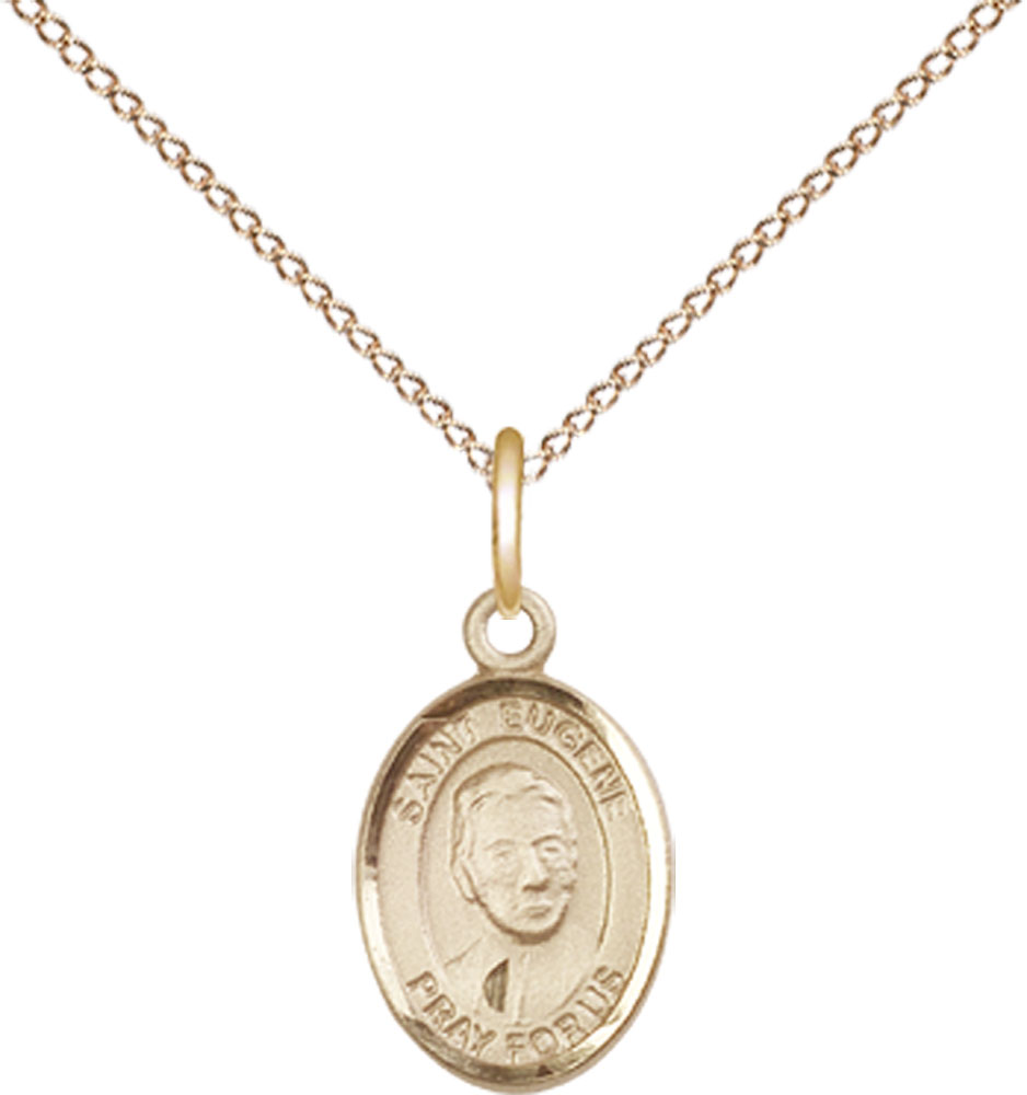 14kt Gold Filled Saint Eugene de Mazenod Pendant on a 18 inch Gold Filled Light Curb chain