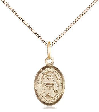 14kt Gold Filled Saint Julia Billiart Pendant on a 18 inch Gold Filled Light Curb chain