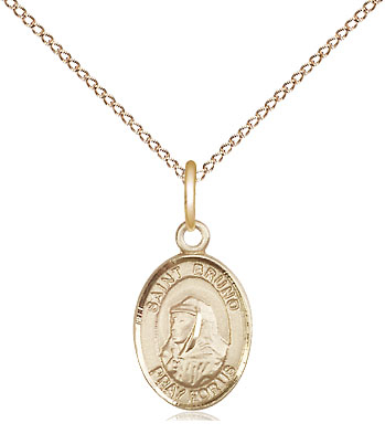 14kt Gold Filled Saint Bruno Pendant on a 18 inch Gold Filled Light Curb chain