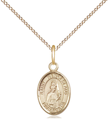 14kt Gold Filled Saint Wenceslaus Pendant on a 18 inch Gold Filled Light Curb chain