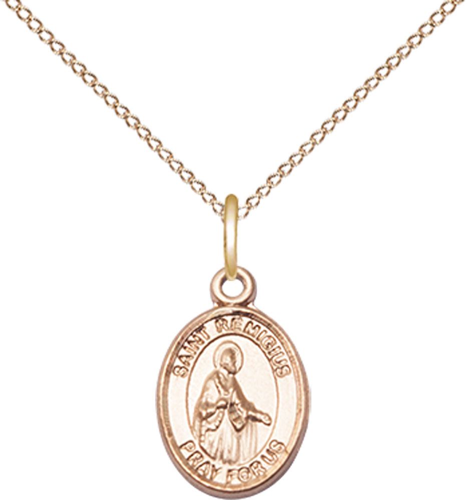 14kt Gold Filled Saint Remigius of Reims Pendant on a 18 inch Gold Filled Light Curb chain