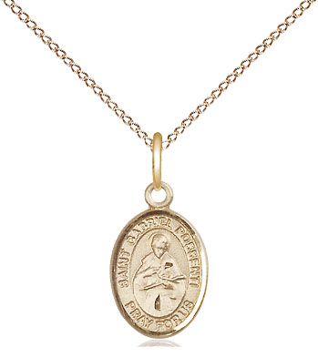 14kt Gold Filled Saint Gabriel Possenti Pendant on a 18 inch Gold Filled Light Curb chain
