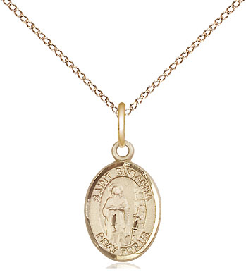 14kt Gold Filled Saint Susanna Pendant on a 18 inch Gold Filled Light Curb chain