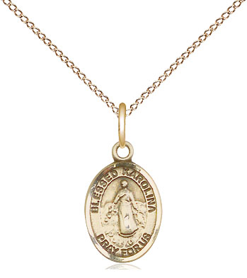 14kt Gold Filled Blessed Karolina Kozkowna Pendant on a 18 inch Gold Filled Light Curb chain