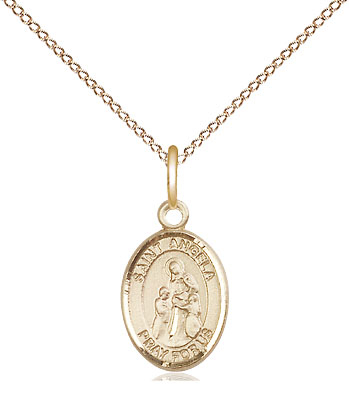 14kt Gold Filled Saint Angela Merici Pendant on a 18 inch Gold Filled Light Curb chain