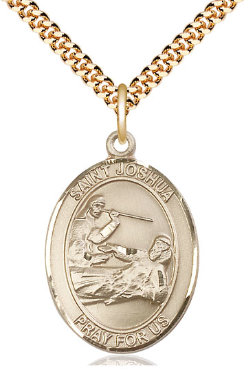 14kt Gold Filled Saint Joshua Pendant on a 24 inch Gold Plate Heavy Curb chain