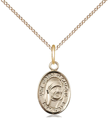 14kt Gold Filled Saint Teresa of Calcutta Pendant on a 18 inch Gold Filled Light Curb chain