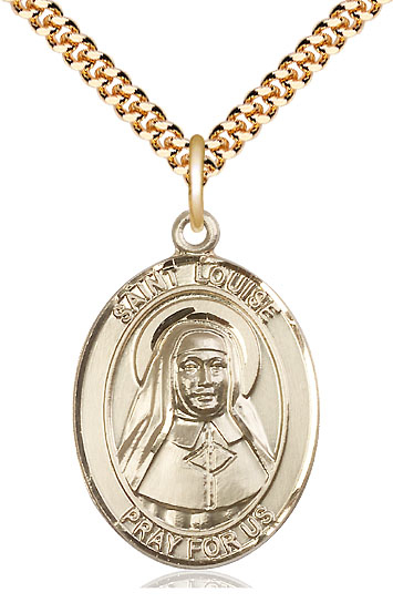 14kt Gold Filled Saint Louise de Marillac Pendant on a 24 inch Gold Plate Heavy Curb chain