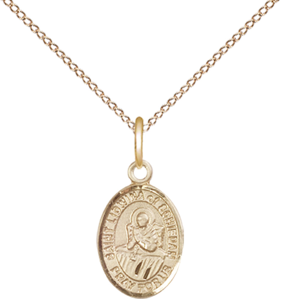 14kt Gold Filled Saint Lidwina of Schiedam Pendant on a 18 inch Gold Filled Light Curb chain