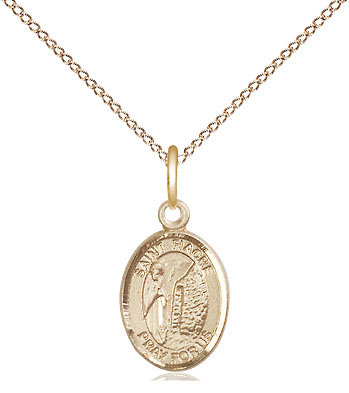 14kt Gold Filled Saint Fiacre Pendant on a 18 inch Gold Filled Light Curb chain