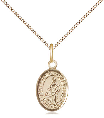 14kt Gold Filled Saint Thomas of Villanova Pendant on a 18 inch Gold Filled Light Curb chain