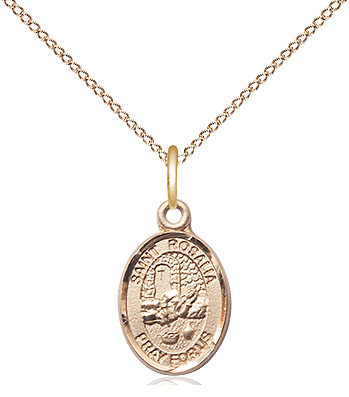 14kt Gold Filled Saint Rosalia Pendant on a 18 inch Gold Filled Light Curb chain