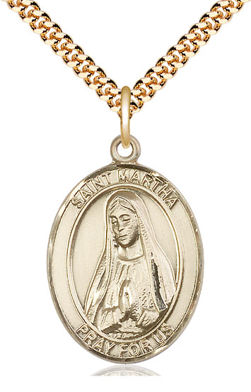 14kt Gold Filled Saint Martha Pendant on a 24 inch Gold Plate Heavy Curb chain
