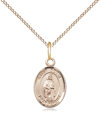 14kt Gold Filled Saint Odilia Pendant on a 18 inch Gold Filled Light Curb chain