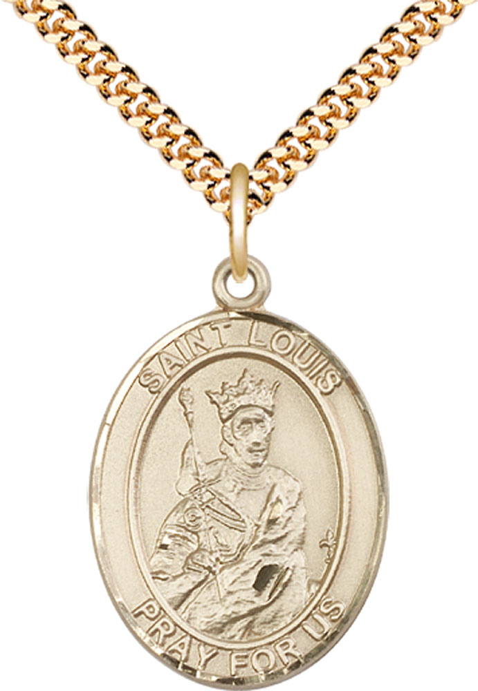 14kt Gold Filled Saint Louis Pendant on a 24 inch Gold Plate Heavy Curb chain