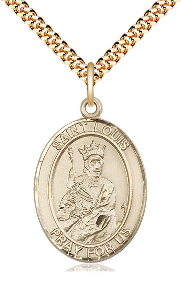 14kt Gold Filled Saint Louis Pendant on a 24 inch Gold Plate Heavy Curb chain
