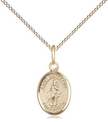 14kt Gold Filled Saint Cornelius Pendant on a 18 inch Gold Filled Light Curb chain