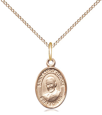 14kt Gold Filled Saint Luigi Orione Pendant on a 18 inch Gold Filled Light Curb chain