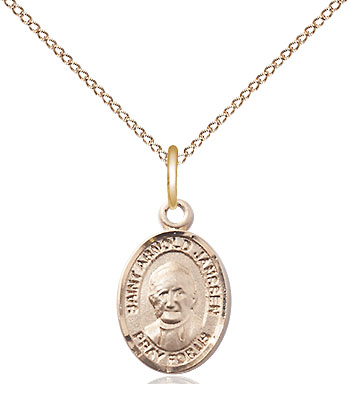 14kt Gold Filled Saint Arnold Janssen Pendant on a 18 inch Gold Filled Light Curb chain