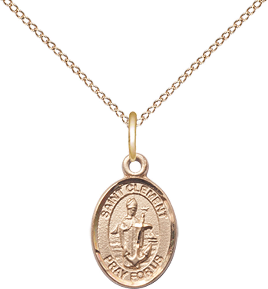 14kt Gold Filled Saint Clement Pendant on a 18 inch Gold Filled Light Curb chain