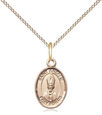 14kt Gold Filled Saint Anselm of Canterbury Pendant on a 18 inch Gold Filled Light Curb chain