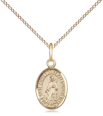 14kt Gold Filled Saint Catherine of Alexandria Pendant on a 18 inch Gold Filled Light Curb chain