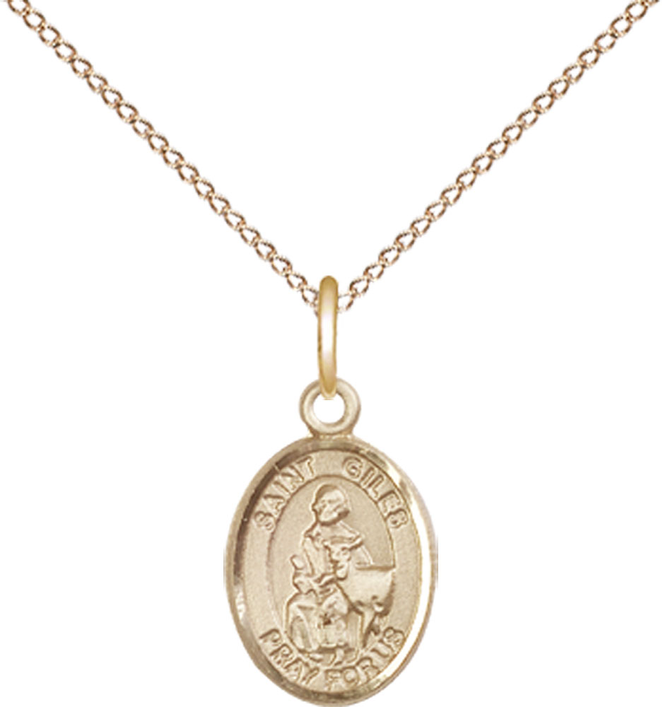 14kt Gold Filled Saint Giles Pendant on a 18 inch Gold Filled Light Curb chain
