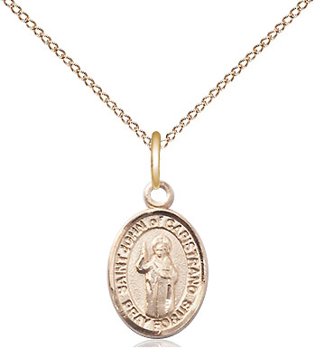 14kt Gold Filled Saint John of Capistrano Pendant on a 18 inch Gold Filled Light Curb chain