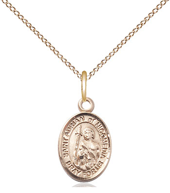 14kt Gold Filled Saint Adrian of Nicomedia Pendant on a 18 inch Gold Filled Light Curb chain