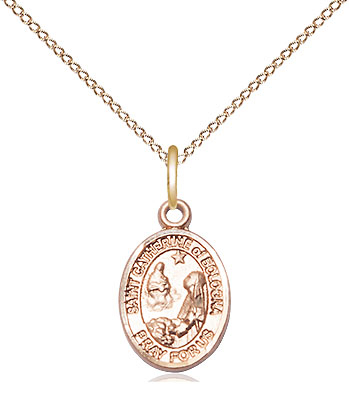 14kt Gold Filled Saint Catherine of Bologna Pendant on a 18 inch Gold Filled Light Curb chain