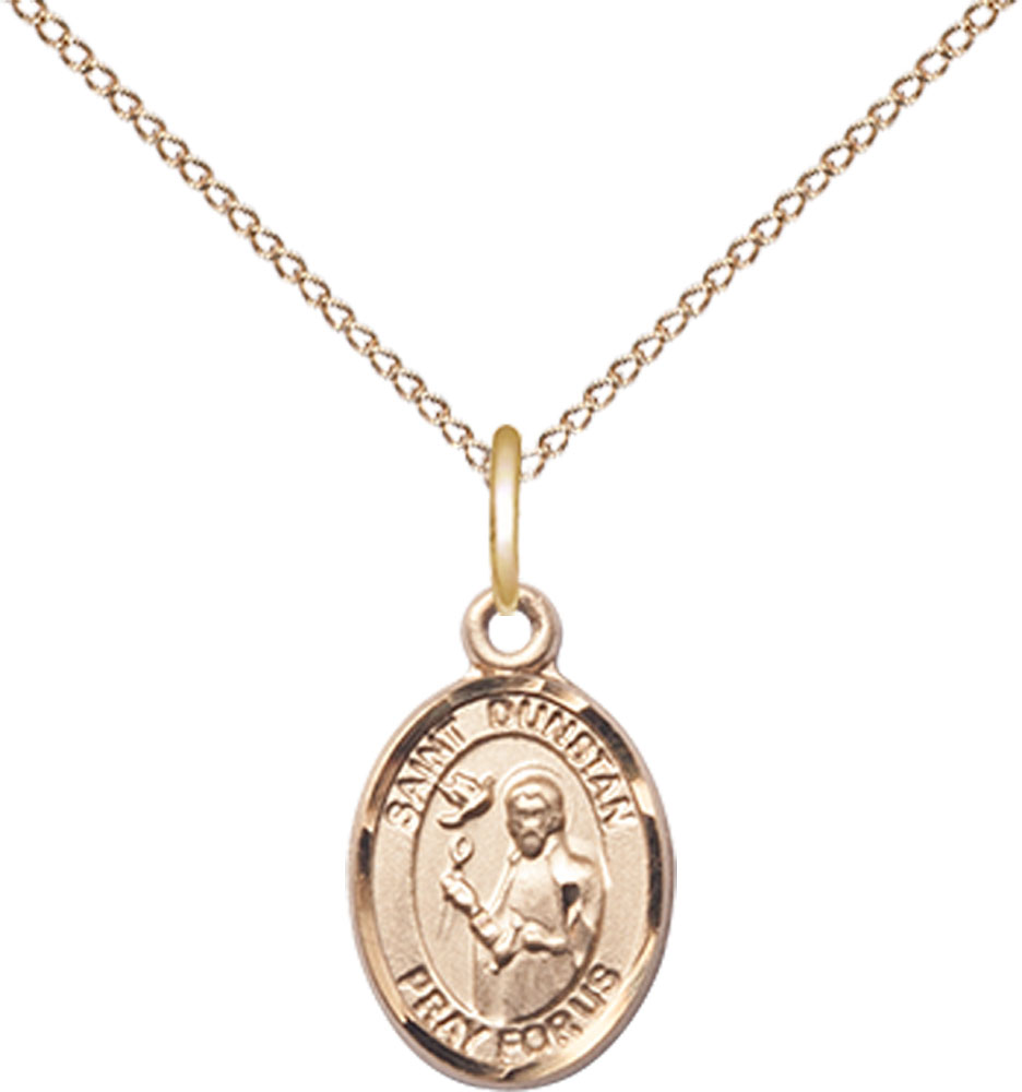 14kt Gold Filled Saint Dunstan Pendant on a 18 inch Gold Filled Light Curb chain