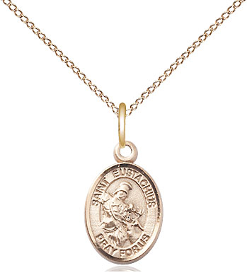 14kt Gold Filled Saint Eustachius Pendant on a 18 inch Gold Filled Light Curb chain