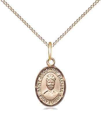 14kt Gold Filled Saint Josephine Bakhita Pendant on a 18 inch Gold Filled Light Curb chain