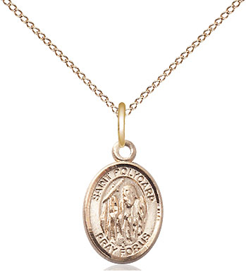 14kt Gold Filled Saint Polycarp of Smyrna Pendant on a 18 inch Gold Filled Light Curb chain