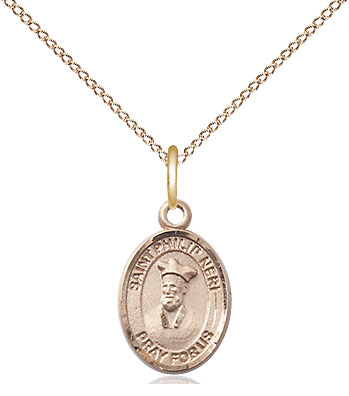 14kt Gold Filled Saint Philip Neri Pendant on a 18 inch Gold Filled Light Curb chain