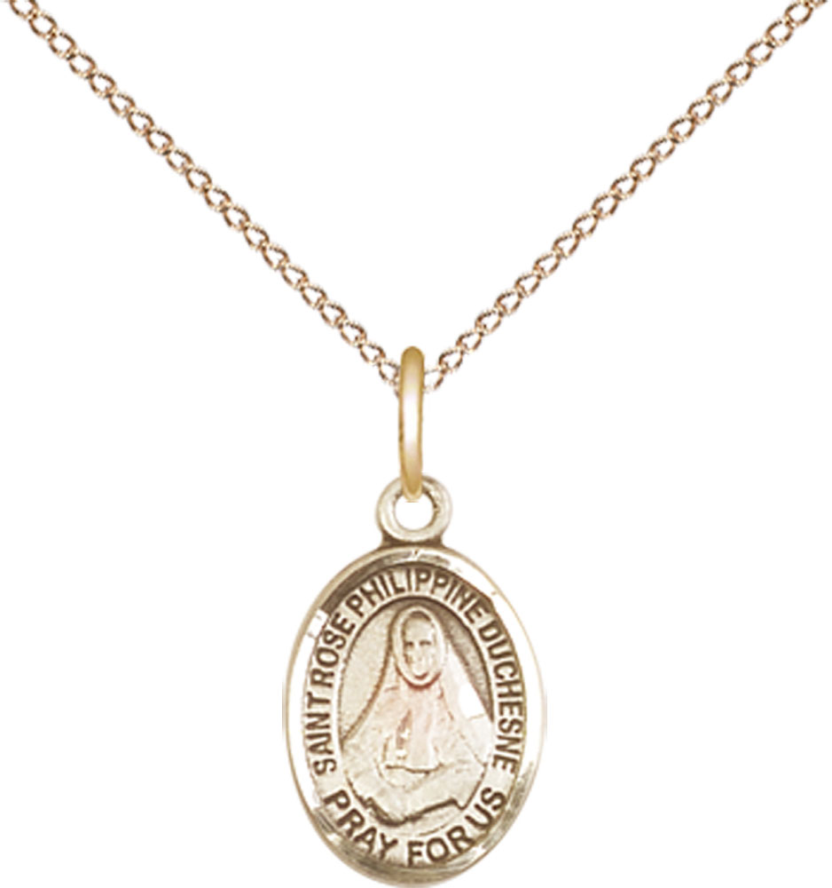 14kt Gold Filled Saint Rose Philippine Pendant on a 18 inch Gold Filled Light Curb chain