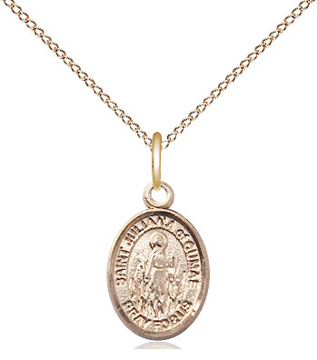 14kt Gold Filled Saint Juliana Pendant on a 18 inch Gold Filled Light Curb chain