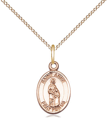 14kt Gold Filled Saint Anne Pendant on a 18 inch Gold Filled Light Curb chain