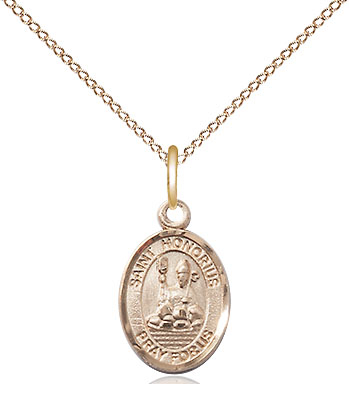 14kt Gold Filled Saint Honorius Pendant on a 18 inch Gold Filled Light Curb chain