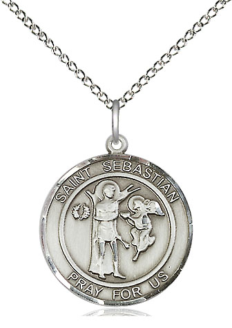 Sterling Silver Scapular Pendant on a 18 inch Sterling Silver Light Curb chain