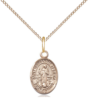 14kt Gold Filled Saint Bernadine of Sienna Pendant on a 18 inch Gold Filled Light Curb chain