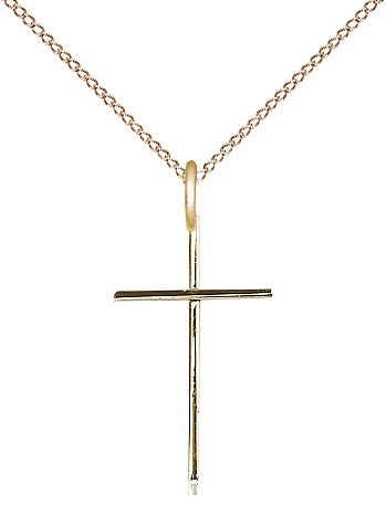 14kt Gold Filled Cross Pendant on a 18 inch Gold Filled Light Curb chain