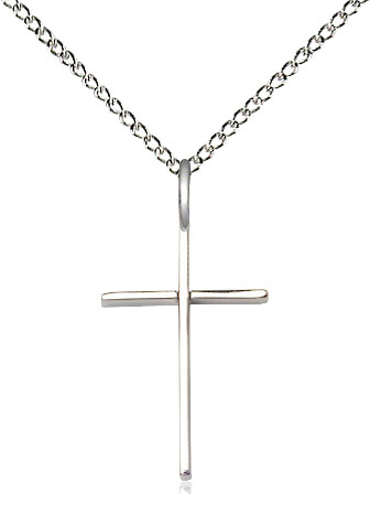 Sterling Silver Cross Pendant on a 18 inch Sterling Silver Light Curb chain