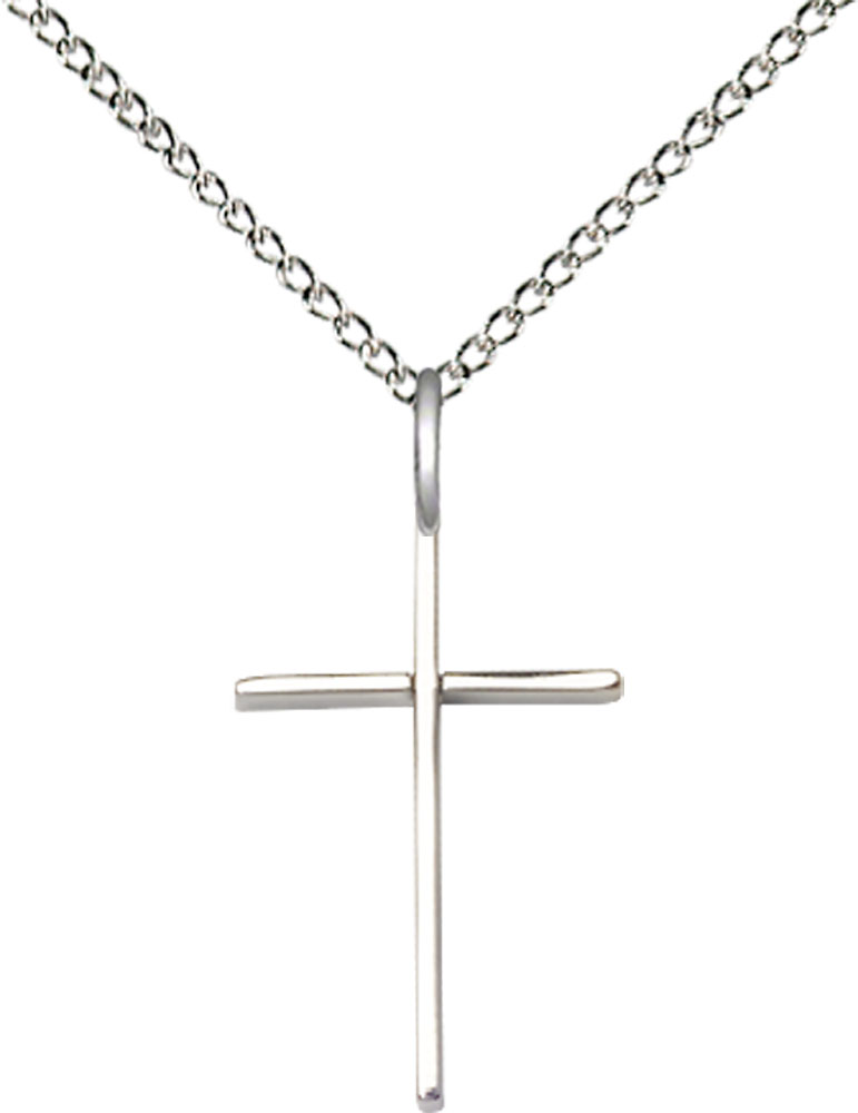Sterling Silver Cross Pendant on a 18 inch Sterling Silver Light Curb chain