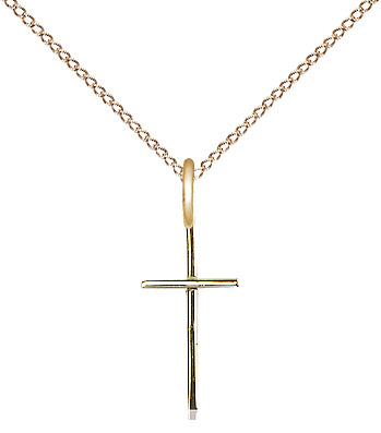 14kt Gold Filled Cross Pendant on a 18 inch Gold Filled Light Curb chain